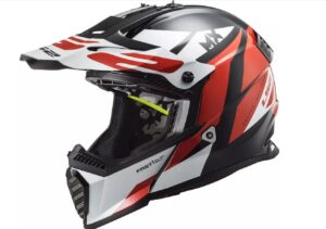 Helmet LS2 MX437 FAST EVO STRIKE BLACK WHITE RED cross enduro
