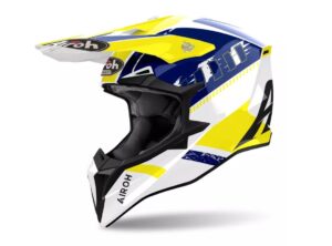 Helmet Airoh Wraaap Feel Yellow/Blue Gloss - WRA-F18 cross enduro